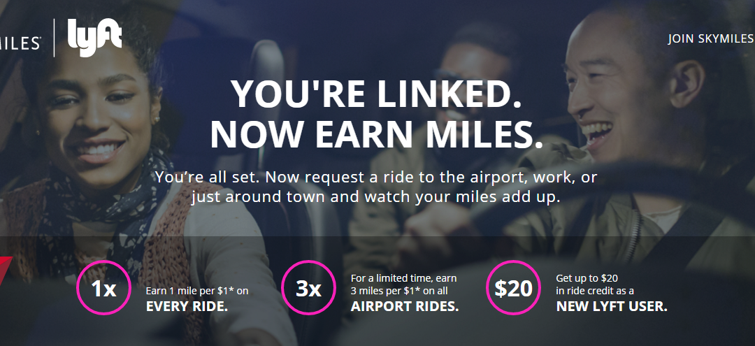 New! Earn up to 3 Delta SkyMiles per Dollar with Lyft